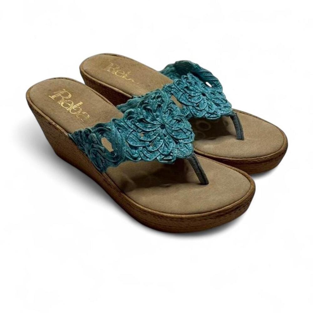 Reba Tropical Y2K Boho Summer 3” Wedge Sandals Casual Going Out Shoes Size 8 1/2